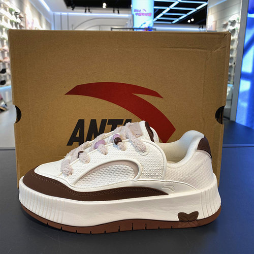 安踏慕斯板鞋女厚底增高面包鞋秋新款8百搭休闲运动鞋子122548035