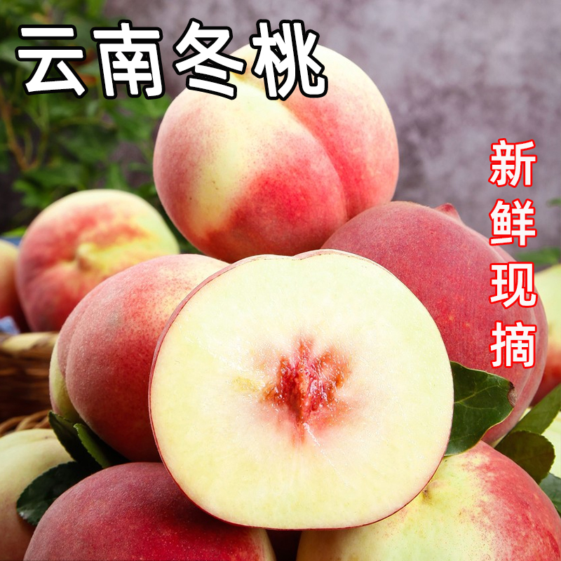 云南高山冬桃新鲜桃子雪山水果水蜜桃白桃现摘脆甜当季鲜果大整箱