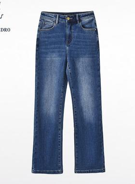 保罗彼得秋冬季新款女牛仔裤加绒加厚保暖直筒显瘦长裤LKDD19960