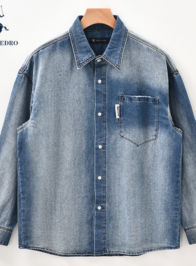 保罗彼得2025年春装新款长袖牛仔衬衫衬衣时尚专柜上衣CYEA59690