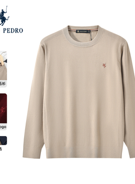 保罗彼得2025秋冬新款男针织衫宽松圆领刺绣保暖毛衣衫MMDC34961