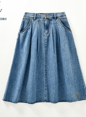 保罗彼得春秋季新款女士牛仔半身裙大摆裙时尚中长款NIEA62570