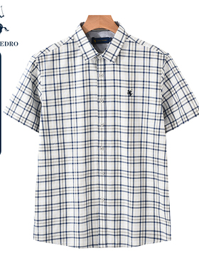 保罗彼得夏装新款男士休闲短袖时尚宽松衬衫衬衣纯棉T恤CODB52380