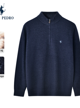 100%羊毛-保罗彼得2025冬季男新款针织衫宽松保暖毛衣MLEDM00150