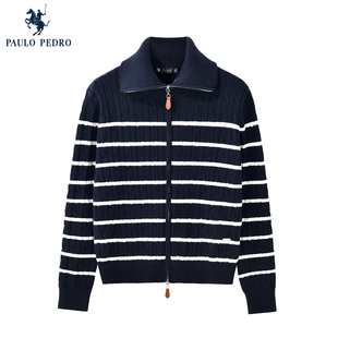 保罗彼得2025秋冬新款女士针织衫女翻立领毛衣短外套UKECZ00180
