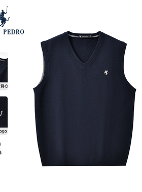 保罗彼得2025秋冬男针织衫背心V领叠穿保暖无袖毛衣马甲MZDC49192
