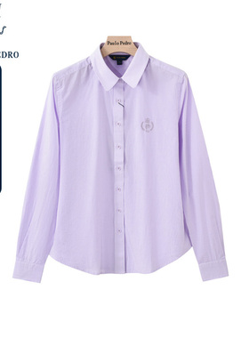保罗彼得2025年春夏新款女士纯棉衬衫休闲通勤条纹衬衣CWDA58901