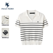 气质通勤时尚 保罗彼得2026春新款 女薄针织短袖 条纹T恤JAFAZ01080