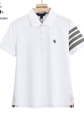 TECB94271保罗彼得专柜同款夏女polo衫t恤翻领宽松半袖刺绣短袖