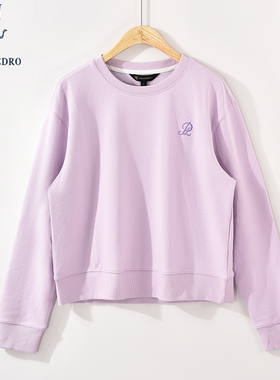 保罗彼得春秋新款女长袖卫衣宽松纯色刺绣休闲圆领上衣TBDC48751