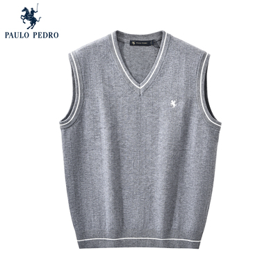 保罗彼得2025秋冬新款针织背心V领保暖宽松马甲毛衣MMECB00010