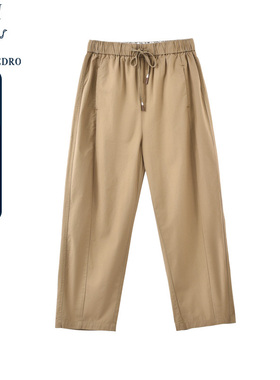 保罗彼得春秋新款女士休闲裤显瘦松紧腰九分阔腿裤子NVDA98390