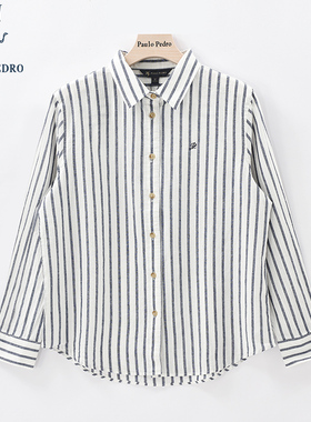 YNEA59600 保罗彼得2025年春装新款女士长袖衬衫衬衣条纹上衣T恤