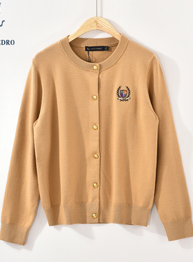 保罗彼得春秋新款女士休闲长袖针织衫轻薄开衫圆领毛衣MFDC34671