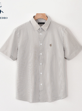 保罗彼得2025夏季新款男式休闲短袖衬衫专柜同款条纹CXEB52861
