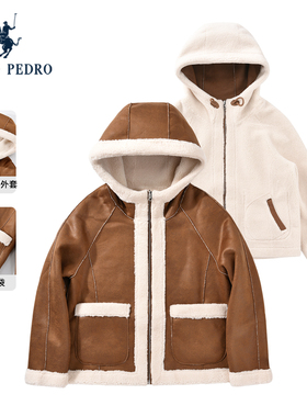 双面穿-保罗彼得2025冬季女士摇粒绒保暖大衣厚短外套DSECU00480