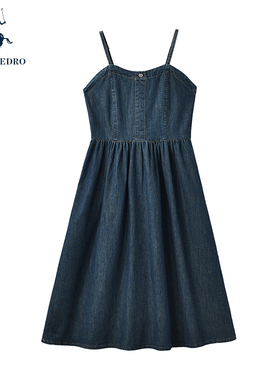 保罗彼得2025夏新款女吊带牛仔连衣裙时尚百搭专柜同款 CYEB49490