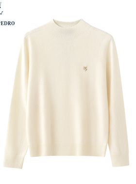 【绵羊毛】保罗彼得2025秋冬女士针织保暖圆领宽松毛衣SLEDM00041