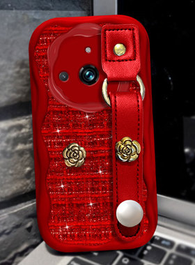 红色针织新年本命年适用realme真我11手机壳布艺Q3S新款V5 5G过年5冬天Pro结婚Pro/2025年Q3i全包V30春节V