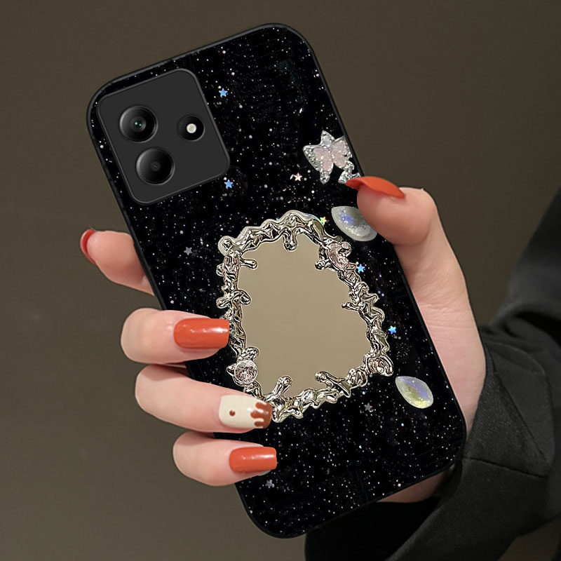 高级名媛细闪带镜子适用Redmi红米Note14手机壳时尚3防摔14R小众10 5G硅胶9全包13 新品1S女款10S保护套12+