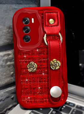 红色针织新年本命年适用OPPOReno12手机壳蛇年K12x冬天k9女款8喜庆A1保护套5新款11布艺K9s/2025年K9x过年6