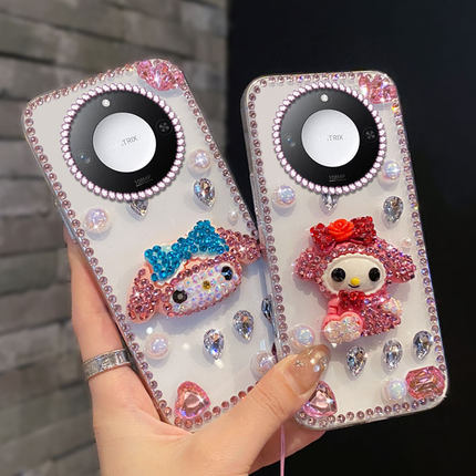 透明高级奢华镶钻适用荣耀X60手机壳/2025年X30MAX卡通30防摔3至臻版保护套X50i+全包100Pro网红300新品30PRO
