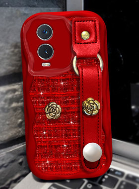 红色针织新年本命年适用VIVOY76S手机壳保护套vivoX50pro全包Y3s喜庆Y31s女款z7/2025年X60春节11过年S16e