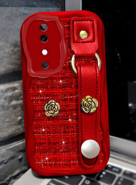 红色针织新年本命年适用vivoS19手机壳保护套S18冬天VIVOY76S高级感X50女款X60春节VivoX70布艺13/2025年S17