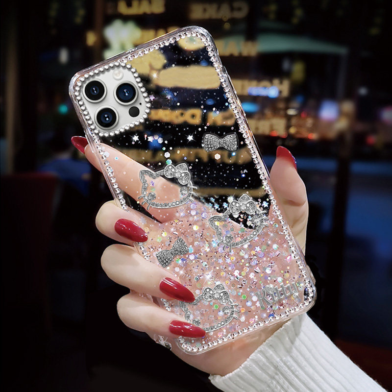 高级感水钻细闪适用苹果iPhone14ProMax手机壳小众14Pro女款11透明13镶钻17Pro软壳6sPlus网红12防摔13闪钻15