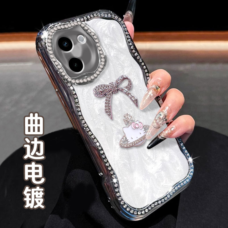 电镀奶油镶钻珠光白，不掉钻，不掉漆