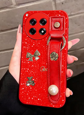 2026马年红色新款腕带适用oneplus一加Ace3Pro手机壳软2V喜庆9硅胶竞速版防摔2Pro名媛新品3V网红9RT春节10R