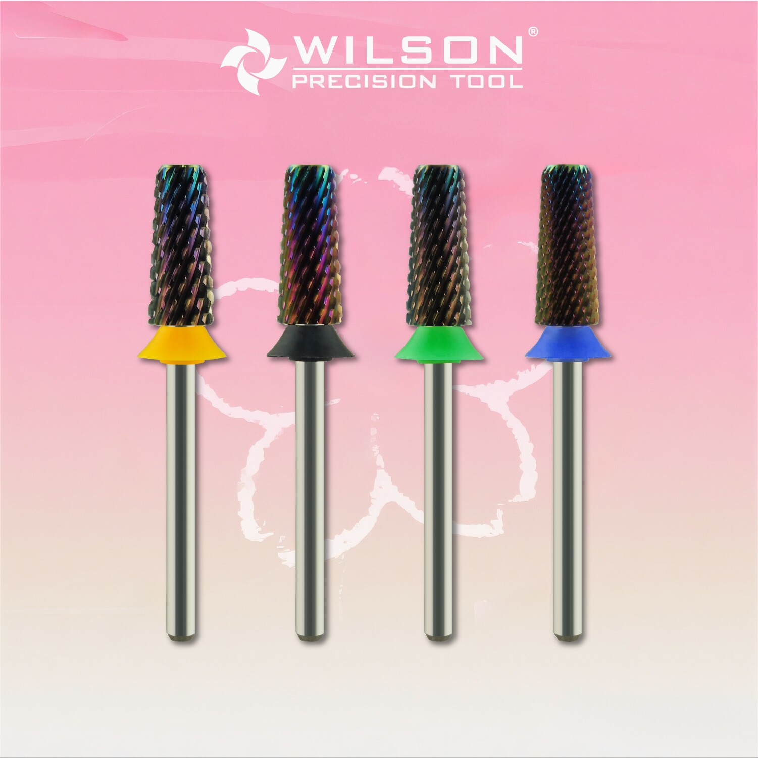 WILSON惠而顺5.35mm顺锥平头倒角彩色钨钢美甲卸甲磨头