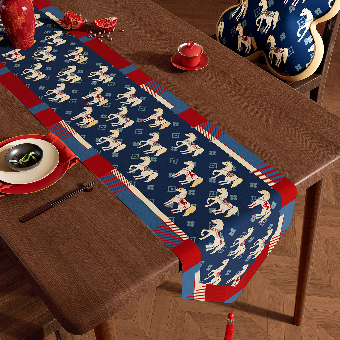 2026新款马年桌旗新年氛围感装饰茶桌垫轻奢高端餐桌茶几长条桌布,居家布艺,桌旗,淘宝优惠券,粉丝福利购,淘宝优惠卷