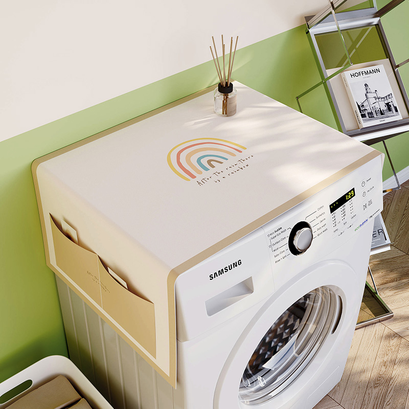 冰箱顶棉麻遮尘盖布可收纳