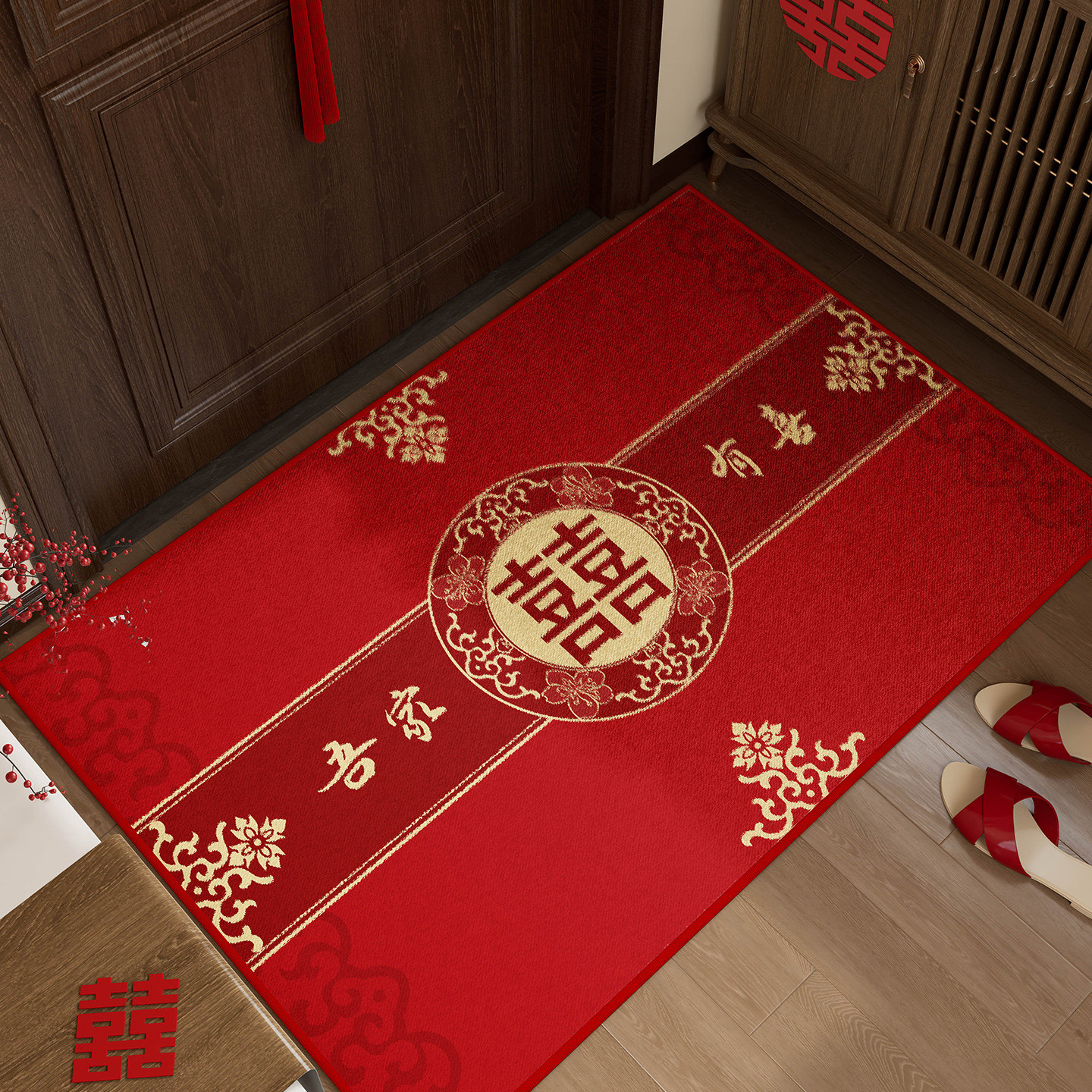 结婚入户门垫婚房喜庆氛围装饰进门脚垫婚庆喜字新房布置红色地毯,居家布艺,入户地垫,淘宝优惠券,粉丝福利购,淘宝优惠卷