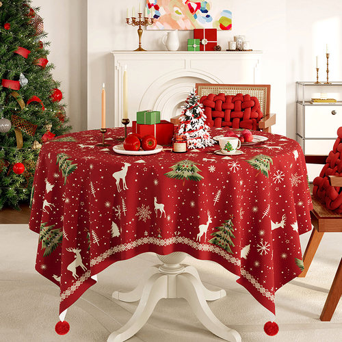 免洗红色喜庆氛围感餐桌布