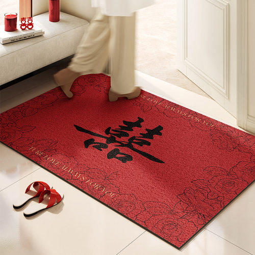 耐脏防滑脚垫红色丝圈地垫可裁剪