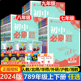 初一二三同步练习题册789年级中考辅导资料 2025初中必刷题七八年级九年级上下册语文数学英语政治历史地理生物物理化学全套人教版