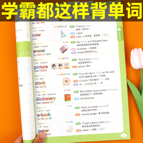 【荣恒】小学英语自然拼读记单词和音标教材书学习记背神器汇总表句式语法大全一本通常用发音挂图规则表单词拆分手册26个英文字母