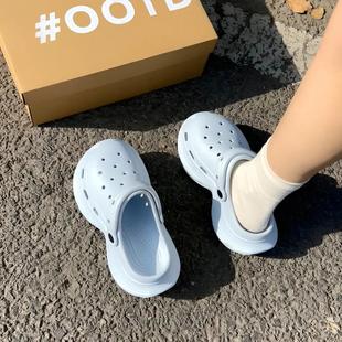 户外暴走鞋 女 5.0增高厚底eva防滑洞洞鞋 女夏网红两穿外穿凉拖鞋