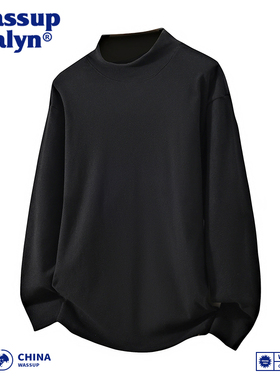 WASSUP JALYN 半高领德绒长袖T恤男士美式潮流秋冬重磅内搭打底衫