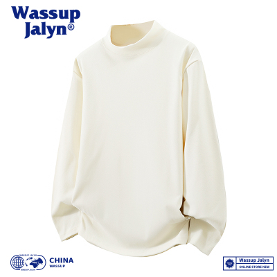 WASSUP JALYN 半高领德绒长袖T恤男士美式潮流秋冬重磅内搭打底衫