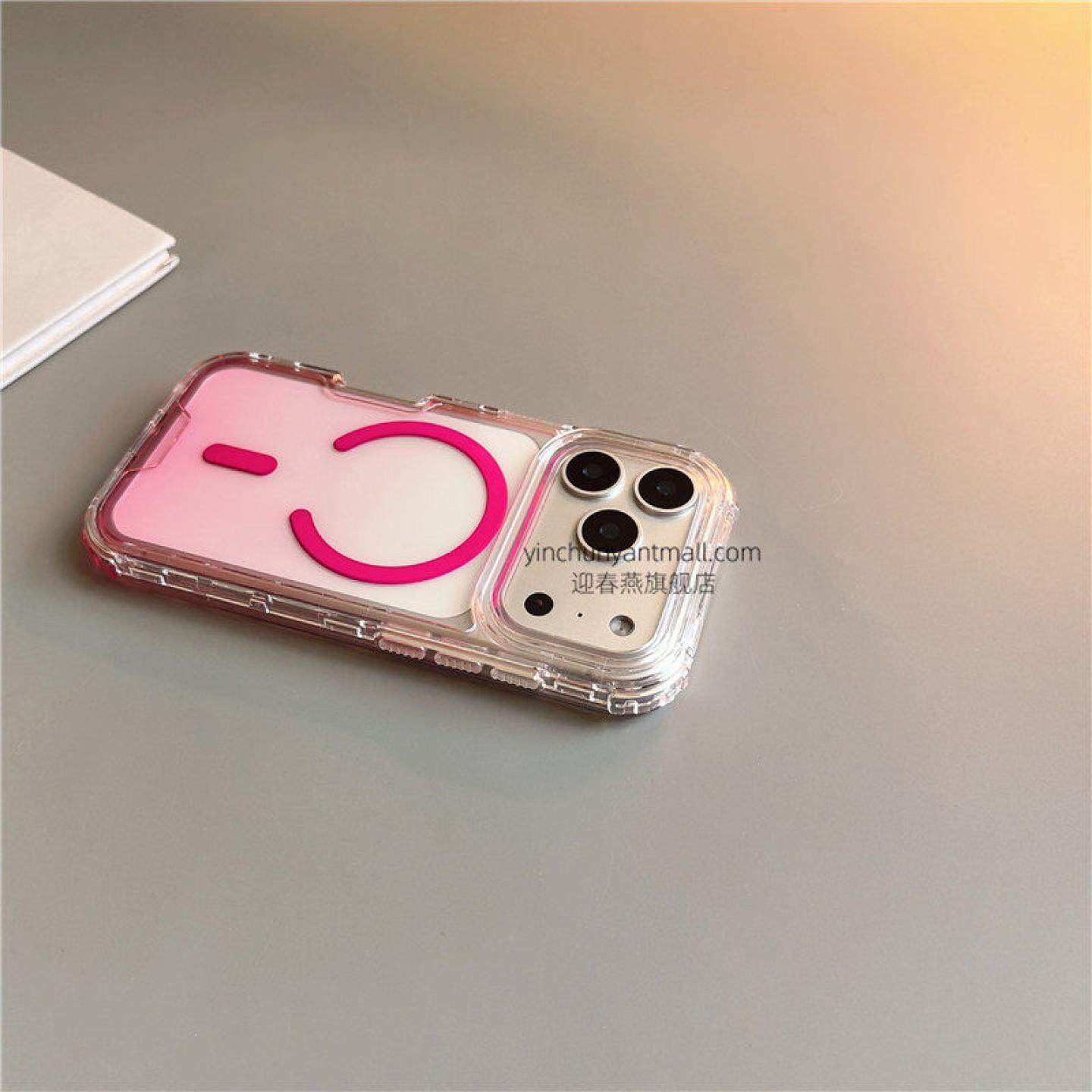 粉色缤纷磁吸适用苹果17手机壳透明16Pro硬壳15pro简约16高级感iPhone15防摔14新款17Pro全包16promax男女13