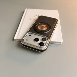 黑色皮纹齿轮支架适用苹果17手机壳16Pro半软15pro简约磨砂高级感iPhone15防摔14新款 17pro全包16promax男女