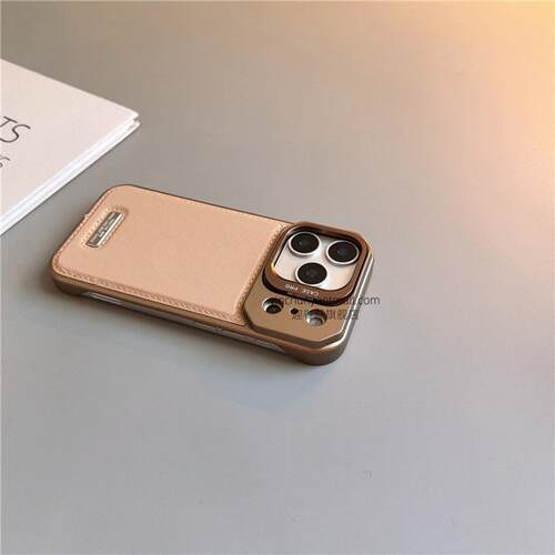 卡其素皮磁吸支架适用苹果17手机壳16Pro硬15pro简约16高级感iPhone15防摔14新款17Pro全包16promax男女13