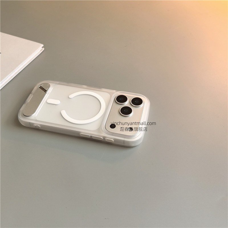 白色磁吸支架适用苹果17手机壳透明16Pro磨砂15pro简约16高级感iPhone15防摔14新款17Pro全包16promax男女13