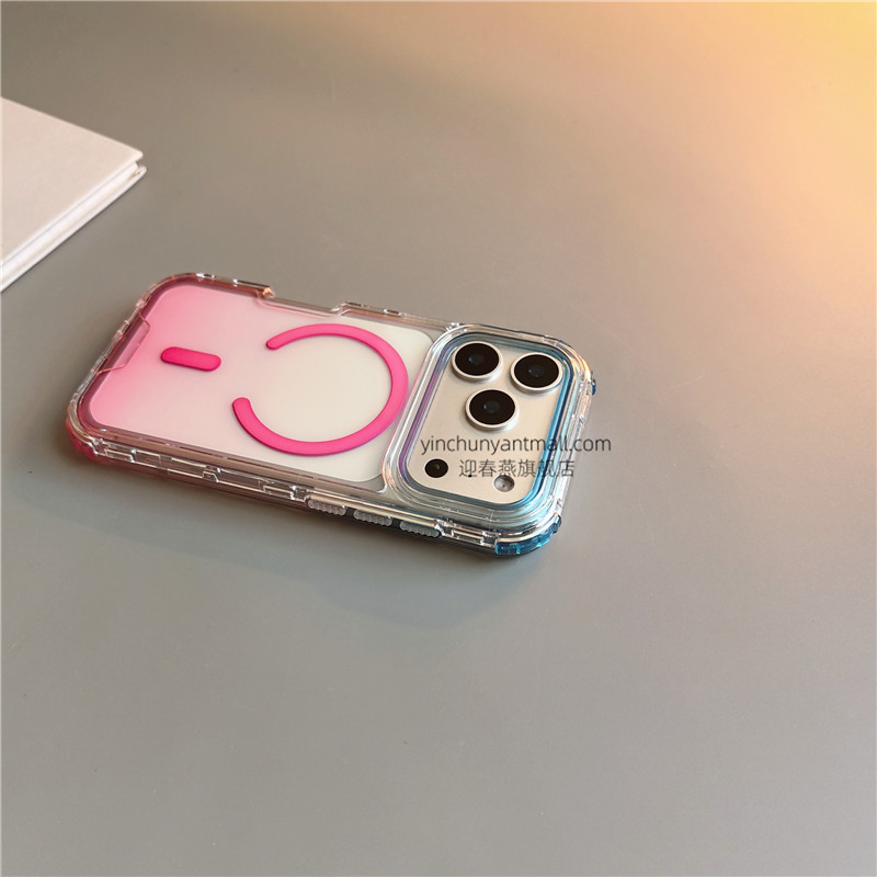 粉蓝缤纷磁吸适用苹果17手机壳透明16Pro硬壳15pro简约16高级感iPhone15防摔14新款17Pro全包16promax男女13