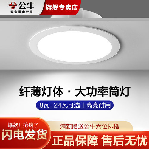 公牛商超led大瓦数筒灯嵌入式