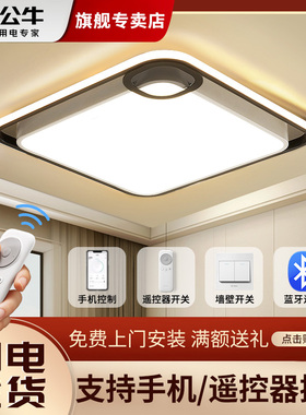 公牛照明旗舰店led卧室吸顶灯正方形现代简约大气创意主卧灯具X36