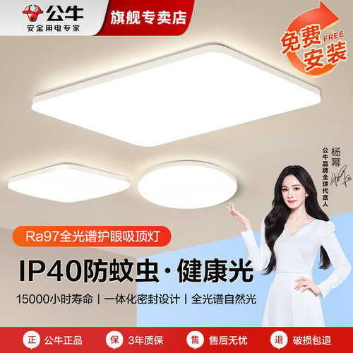 公牛一体防蚊虫简约全光谱吸顶灯